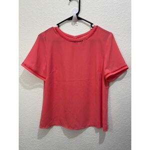J. Crew NWT Womens Coral Short Sleeve Blouse with Trim‎ Detail Top Size XS